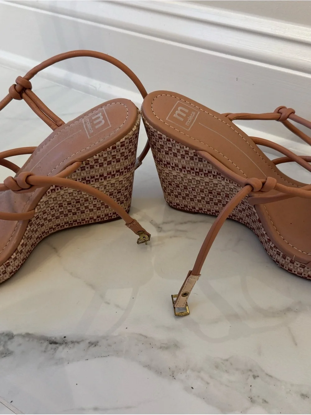 Moleca Tan Strappy Wedge Sandals Size 11 / 42 – Runs Small